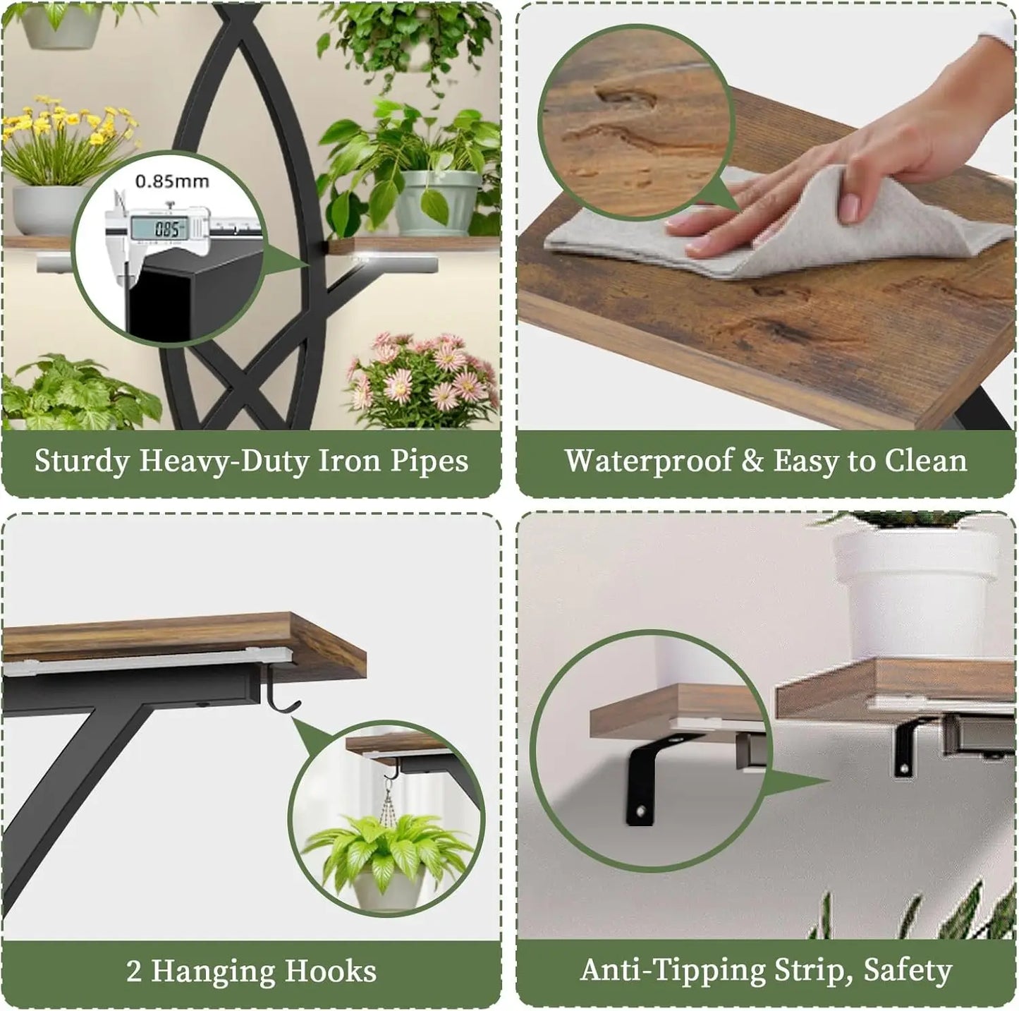 Stand Indoor with Grow Lights - 8 Tiered Plant Shelf with Storage Drawer, 65' Tall Plant Shelf with Grow Light & 2 Hooks, Co