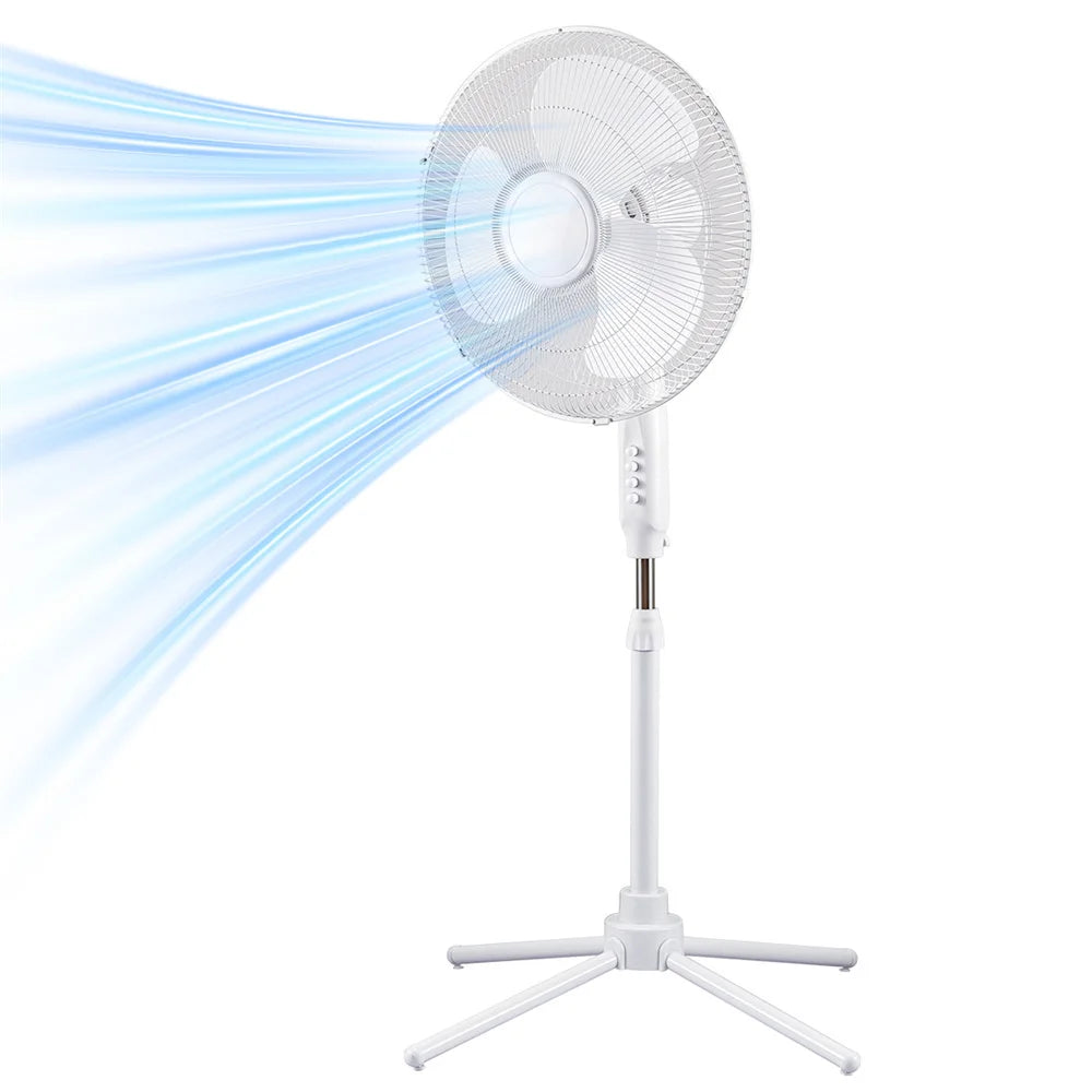 Kitchen Home Office 16 Inch Pedestal Standing Fan Adjustable Height and Tilt Floor Fan For Living Room Bedroom