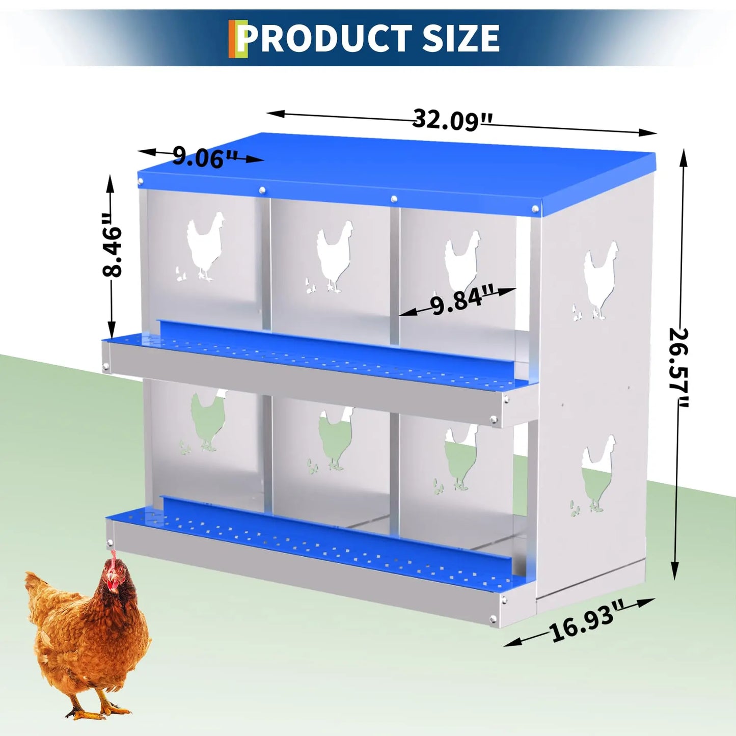 Chicken Nest Box, Chicken Nesting Boxes for Laying Eggs with Ventilation Holes & Anti-Peck Design, Space-Saving Design, Nesting