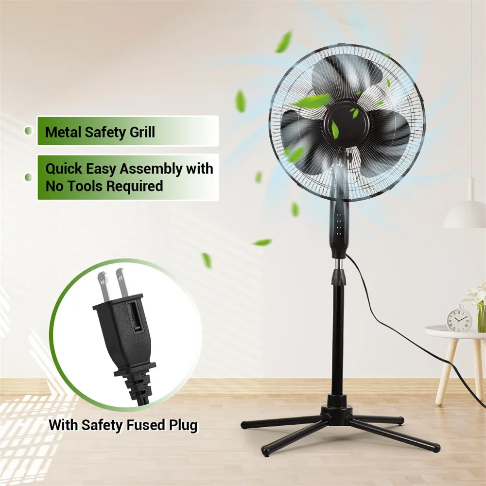 Kitchen Home Office 16 Inch Pedestal Standing Fan Adjustable Height and Tilt Floor Fan For Living Room Bedroom