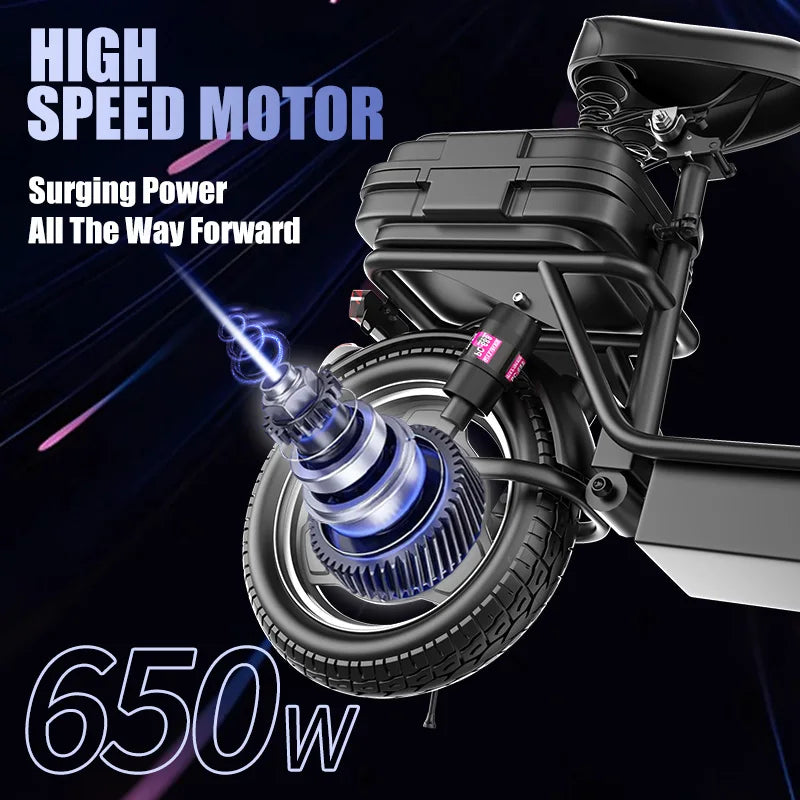 Folding electric scooter with trunk, 500W motor (peak 650W), 48V15AH, 20MPH, 24-32mile range,motorcycle for commuting travel