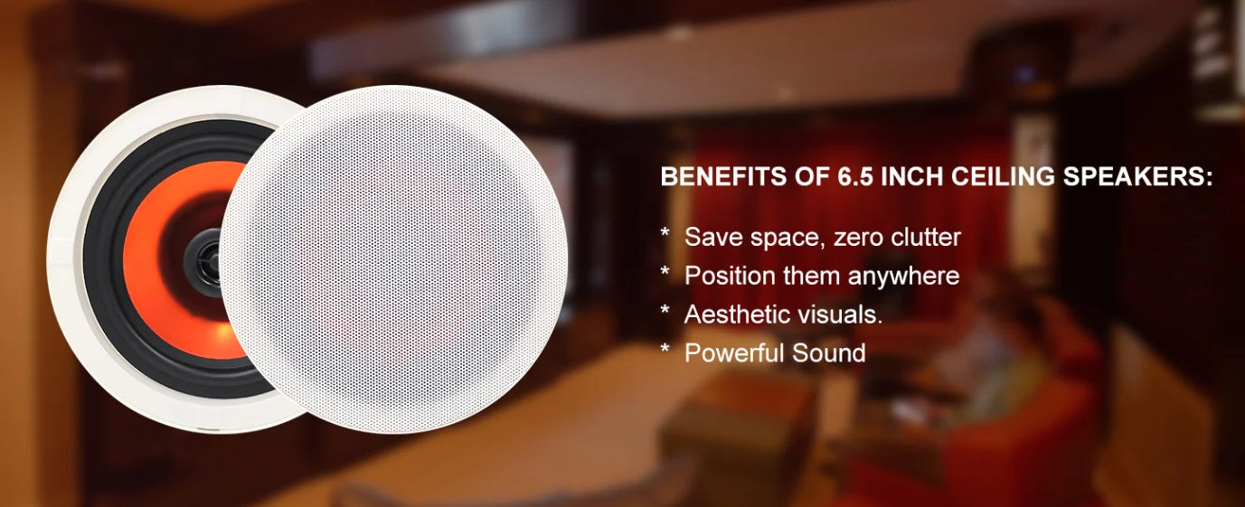 Herdio 4PCS 6.5" 4PCS Bluetooth In Ceiling Speakers 600W 2-Way Flush Mount Speakers System With Wall Amplifier Receiver For Home