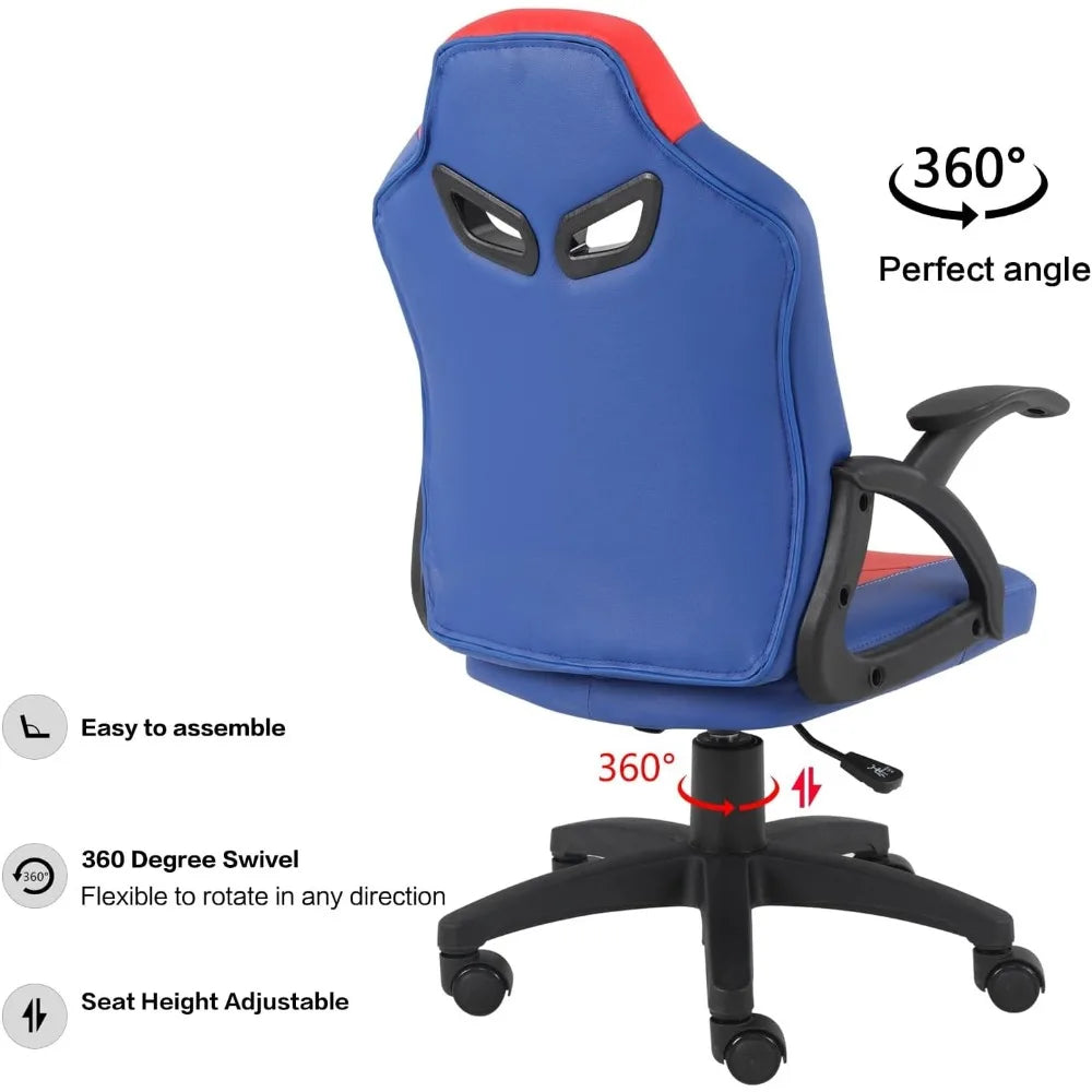 Modern-Depo Gaming Chair for Teenagers Juniors, High Back Ergonomic Swivel Racing Computer Chair, Height Adjustable Students Com