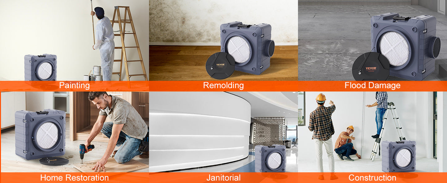 SucceBuy Air Scrubber with 3-Stage Filtration Stackable Negative Air Cleaner Machine with MERV10 for Home Industrial Commercial