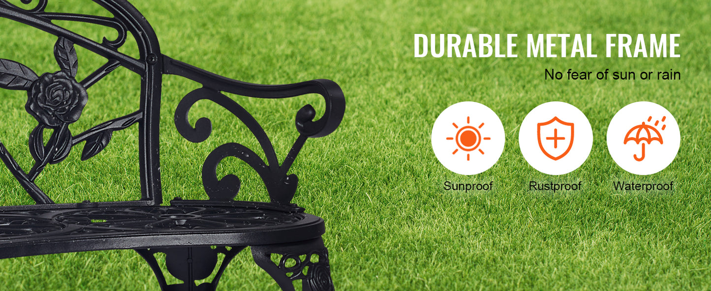 SucceBuy Outdoor Bench Wooden Metal Garden Bench for Outdoors 480 lbs Load Capacity Bench Outdoor Garden Park Bench