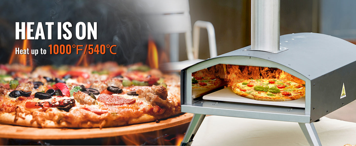 VEVOR 12inch Outdoor Oven Charcoal Fired Maker Portable Outside Stainless Steel Grill&Pizza Waterproof for Backyard Camping