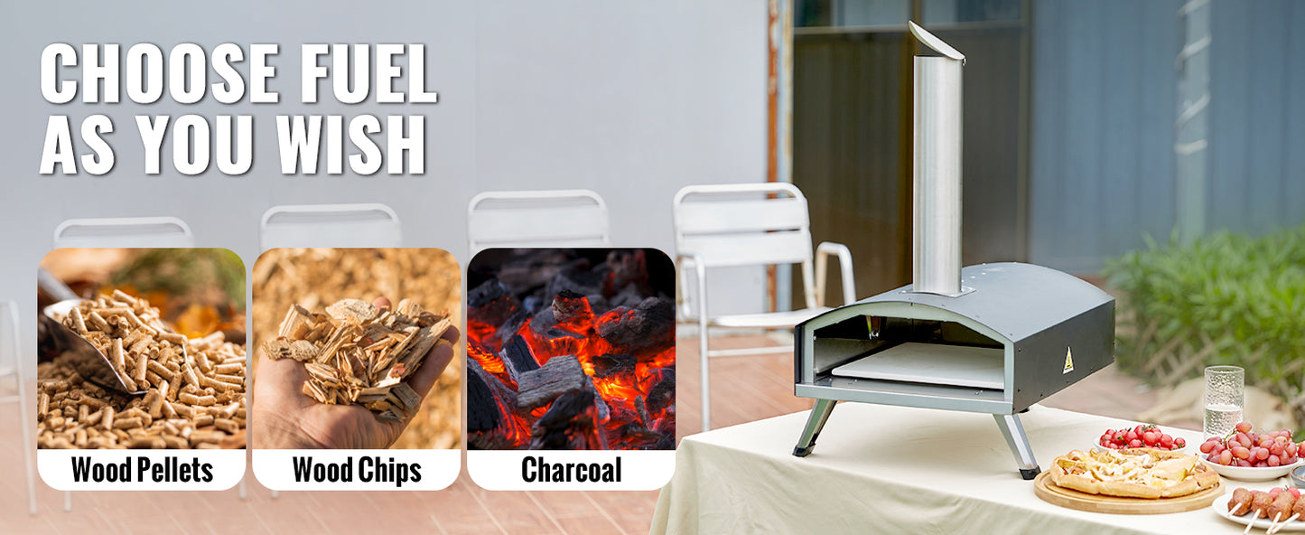 VEVOR 12inch Outdoor Oven Charcoal Fired Maker Portable Outside Stainless Steel Grill&Pizza Waterproof for Backyard Camping