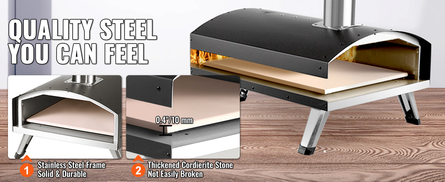 VEVOR 12inch Outdoor Oven Charcoal Fired Maker Portable Outside Stainless Steel Grill&Pizza Waterproof for Backyard Camping