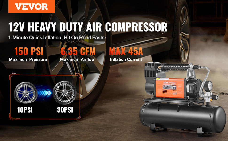SucceBuy 12V Heavy Duty Air Compressor with Portable Tire Inflator Offroad Air Compressor Digital Pressure Gauge Tire Inflator