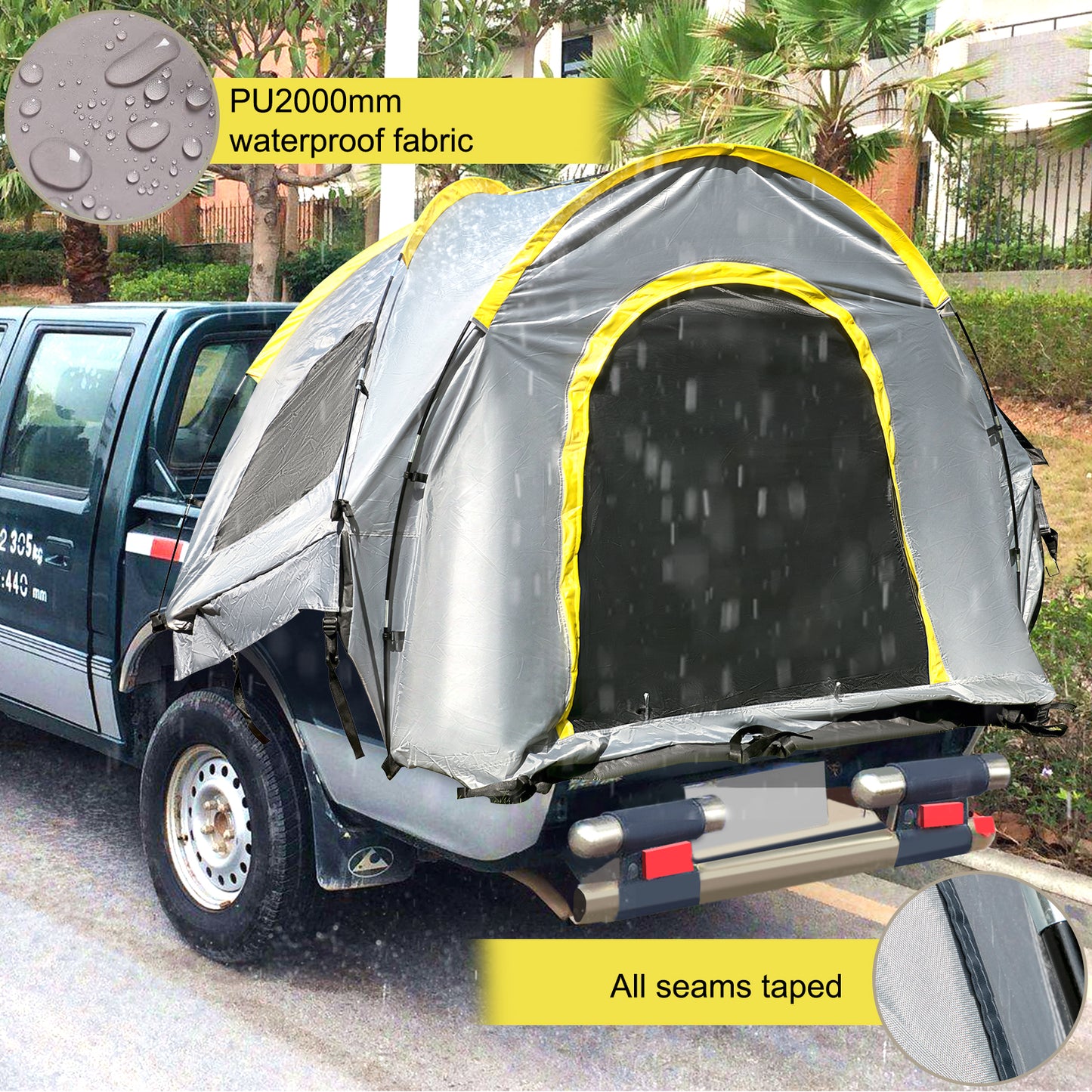 SucceBuy 5-8 FT Waterproof Truck Tent Car Accessories Bed for Full/Mid Size Truck 2-Person Sleeping Capacity for Camping Hiking